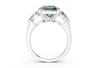 Vine Blue Diamond Three Stone Princess Cut 1.8mm Engagement Ring