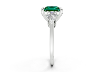 Vine Emerald Gemstone Three Stone Princess Cut 1.8mm Engagement Ring