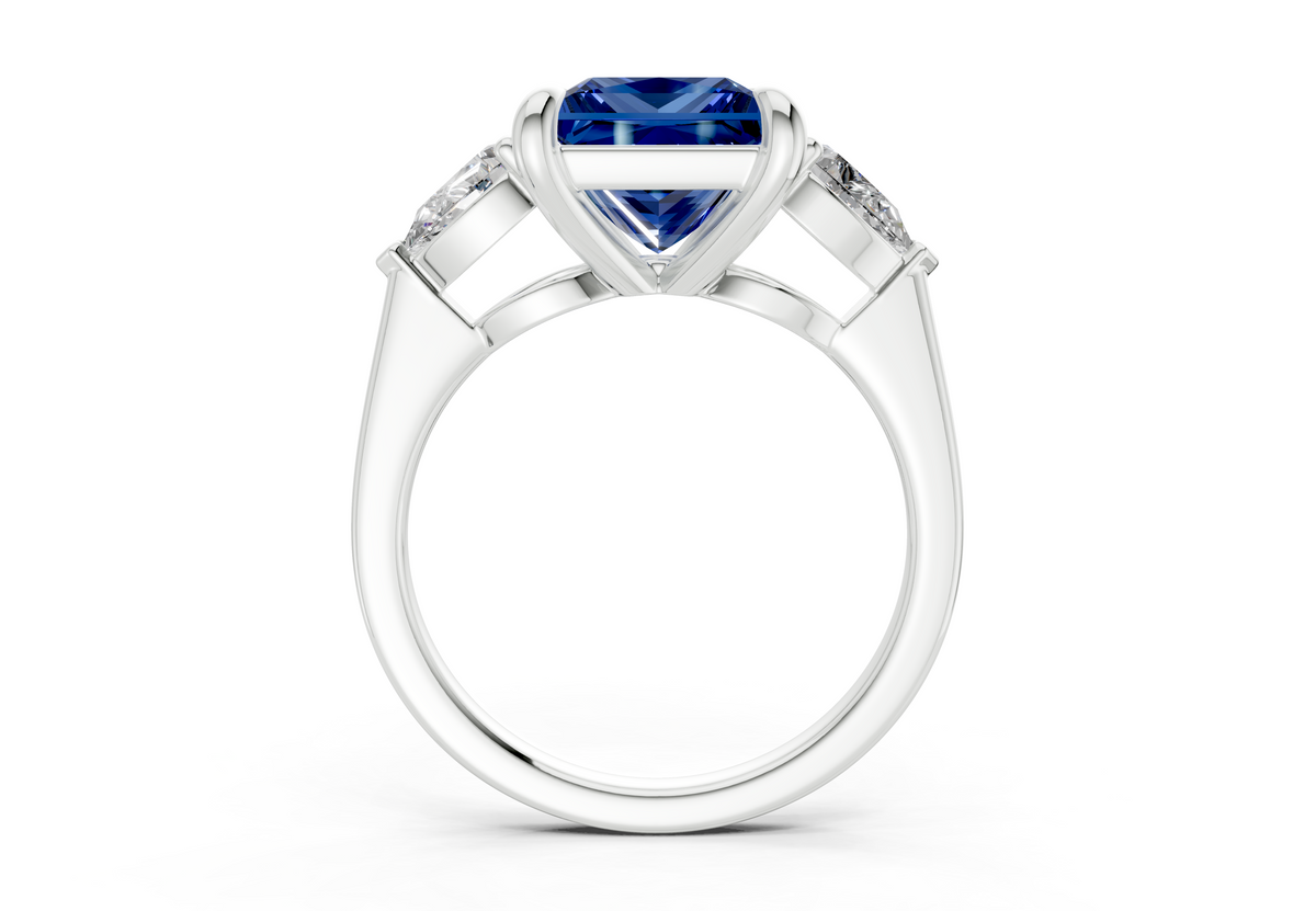 Vine Sapphire Gemstone Three Stone Princess Cut 1.8mm Engagement Ring