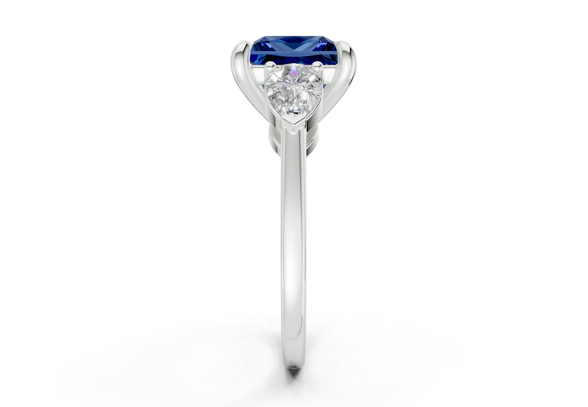 Vine Sapphire Gemstone Three Stone Princess Cut 1.8mm Engagement Ring