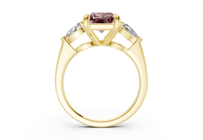 Vine Pink Diamond Three Stone Radiant Cut 1.8mm Engagement Ring