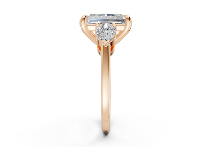 Vine Diamond Three Stone Radiant Cut 1.8mm Engagement Ring
