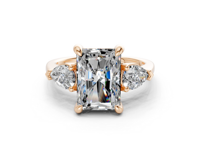 Vine Diamond Three Stone Radiant Cut 1.8mm Engagement Ring