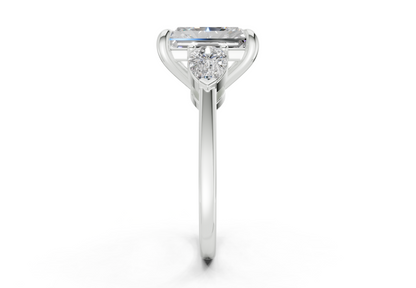 Vine Diamond Three Stone Radiant Cut 1.8mm Engagement Ring