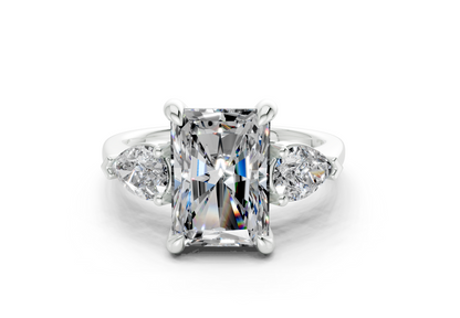 Vine Diamond Three Stone Radiant Cut 1.8mm Engagement Ring