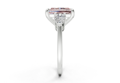 Vine Pink Diamond Three Stone Radiant Cut 1.8mm Engagement Ring