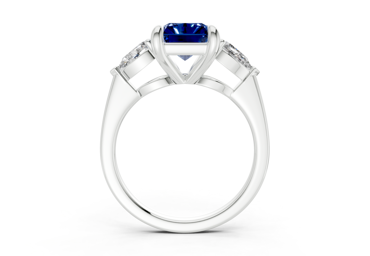 Vine Sapphire Gemstone Three Stone Radiant Cut 1.8mm Engagement Ring