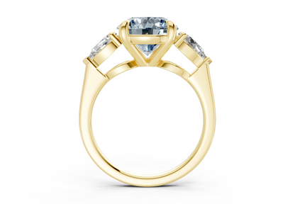 Vine Blue Diamond Three Stone Round Cut 1.8mm Engagement Ring