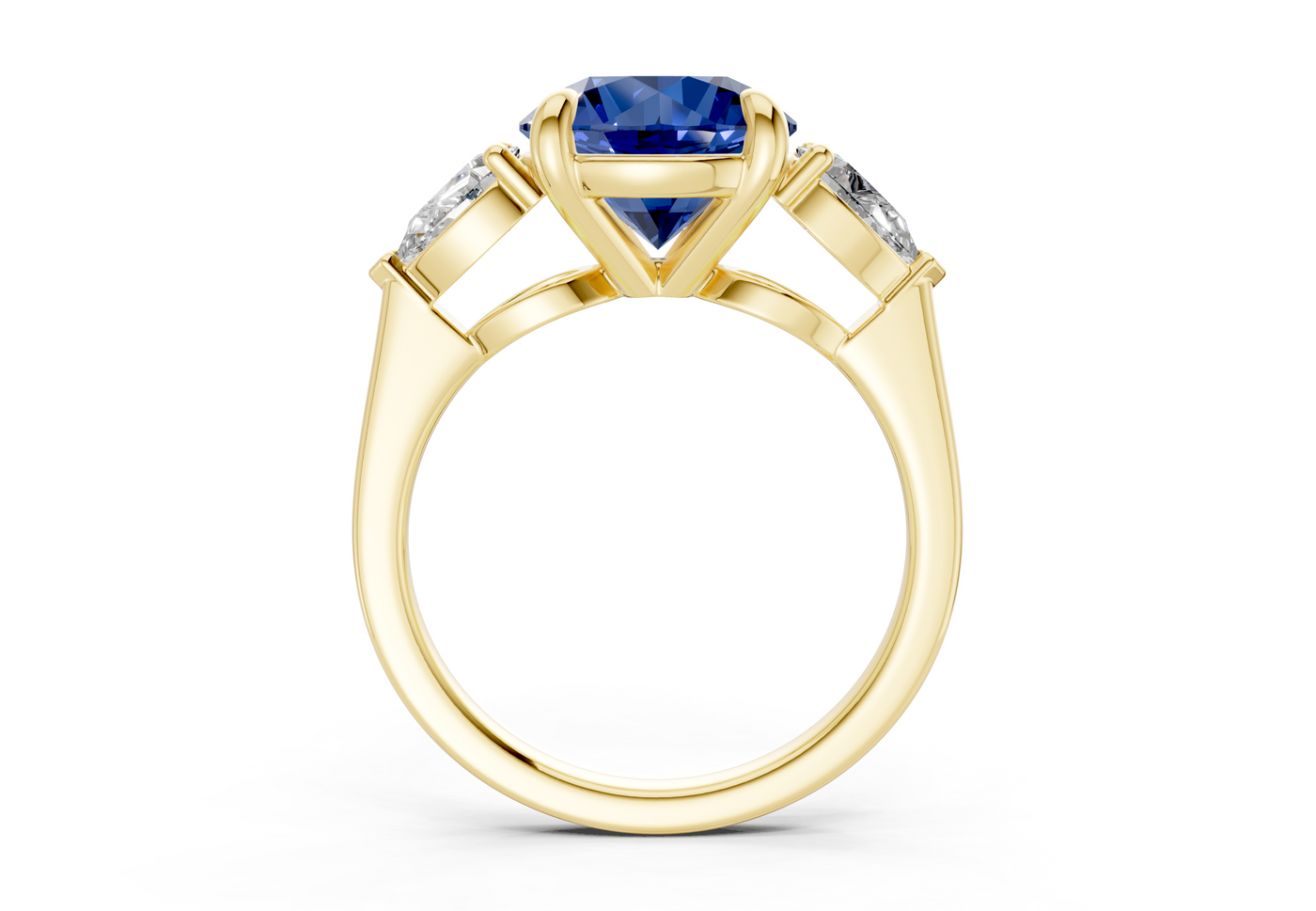 Vine Sapphire Gemstone Three Stone Round Cut 1.8mm Engagement Ring
