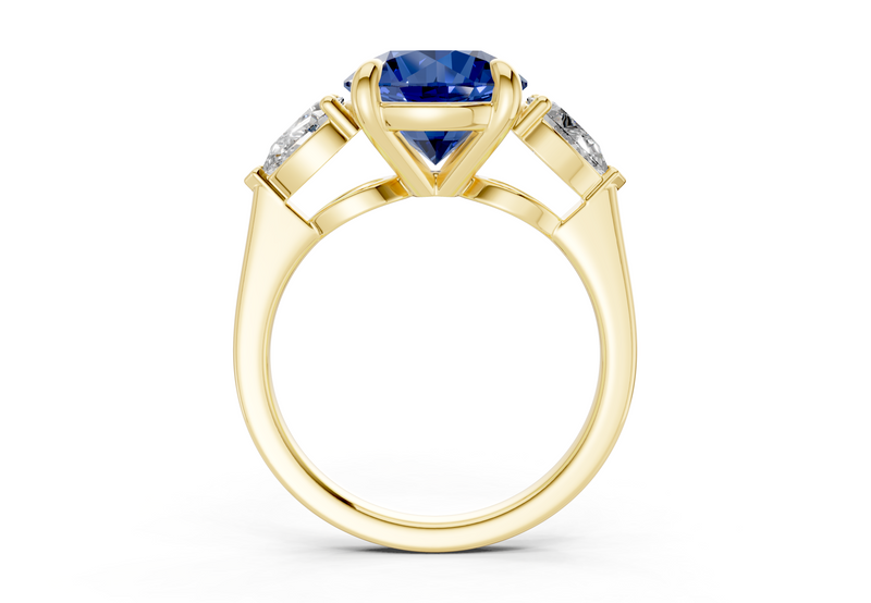 Vine Sapphire Gemstone Three Stone Round Cut 1.8mm Engagement Ring