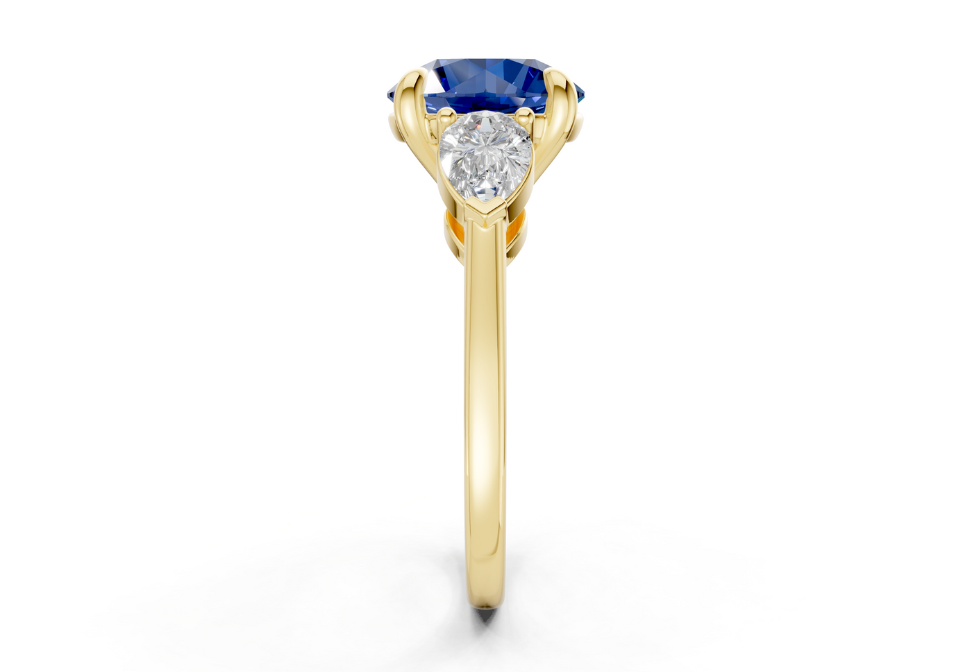 Vine Sapphire Gemstone Three Stone Round Cut 1.8mm Engagement Ring
