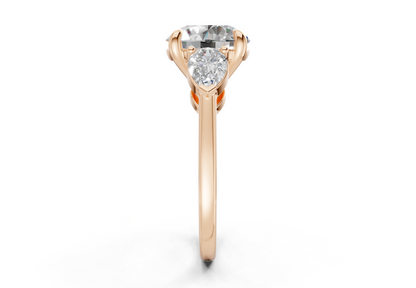 Vine Diamond Three Stone Round Cut 1.8mm Engagement Ring