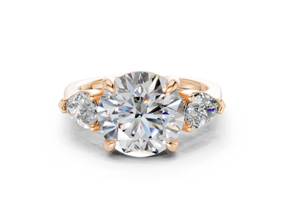 Vine Diamond Three Stone Round Cut 1.8mm Engagement Ring