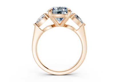 Vine Blue Diamond Three Stone Round Cut 1.8mm Engagement Ring