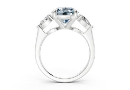 Vine Blue Diamond Three Stone Round Cut 1.8mm Engagement Ring