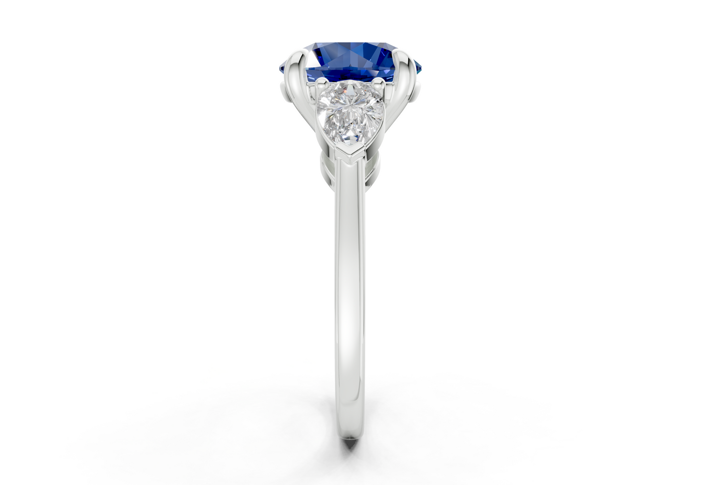 Vine Sapphire Gemstone Three Stone Round Cut 1.8mm Engagement Ring