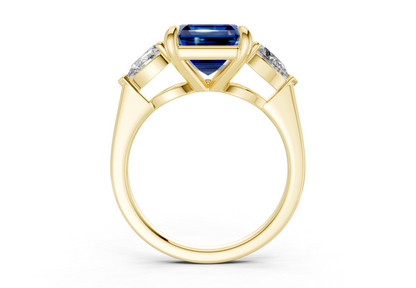 Vine Sapphire Gemstone Three Stone Asscher Cut 1.8mm Engagement Ring