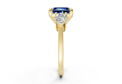 Vine Sapphire Gemstone Three Stone Asscher Cut 1.8mm Engagement Ring