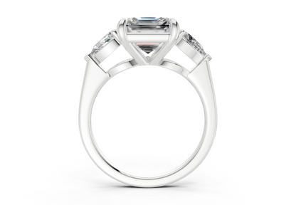 Vine Diamond Three Stone Asscher Cut 1.8mm Engagement Ring