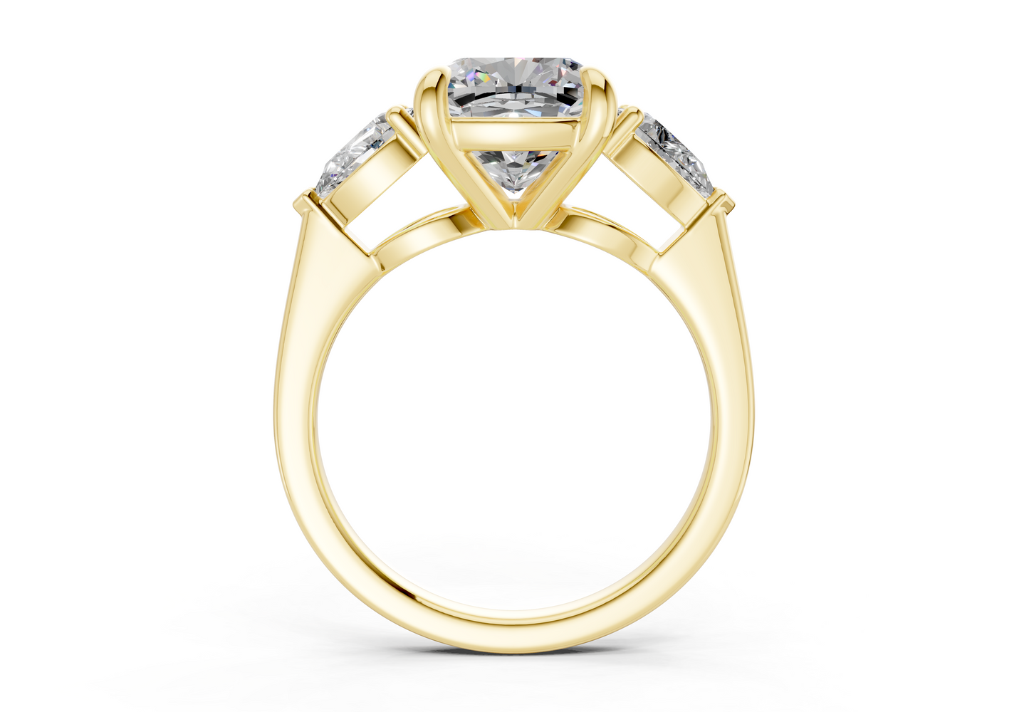Vine Diamond Three Stone Cushion Square Cut 1.8mm Engagement Ring