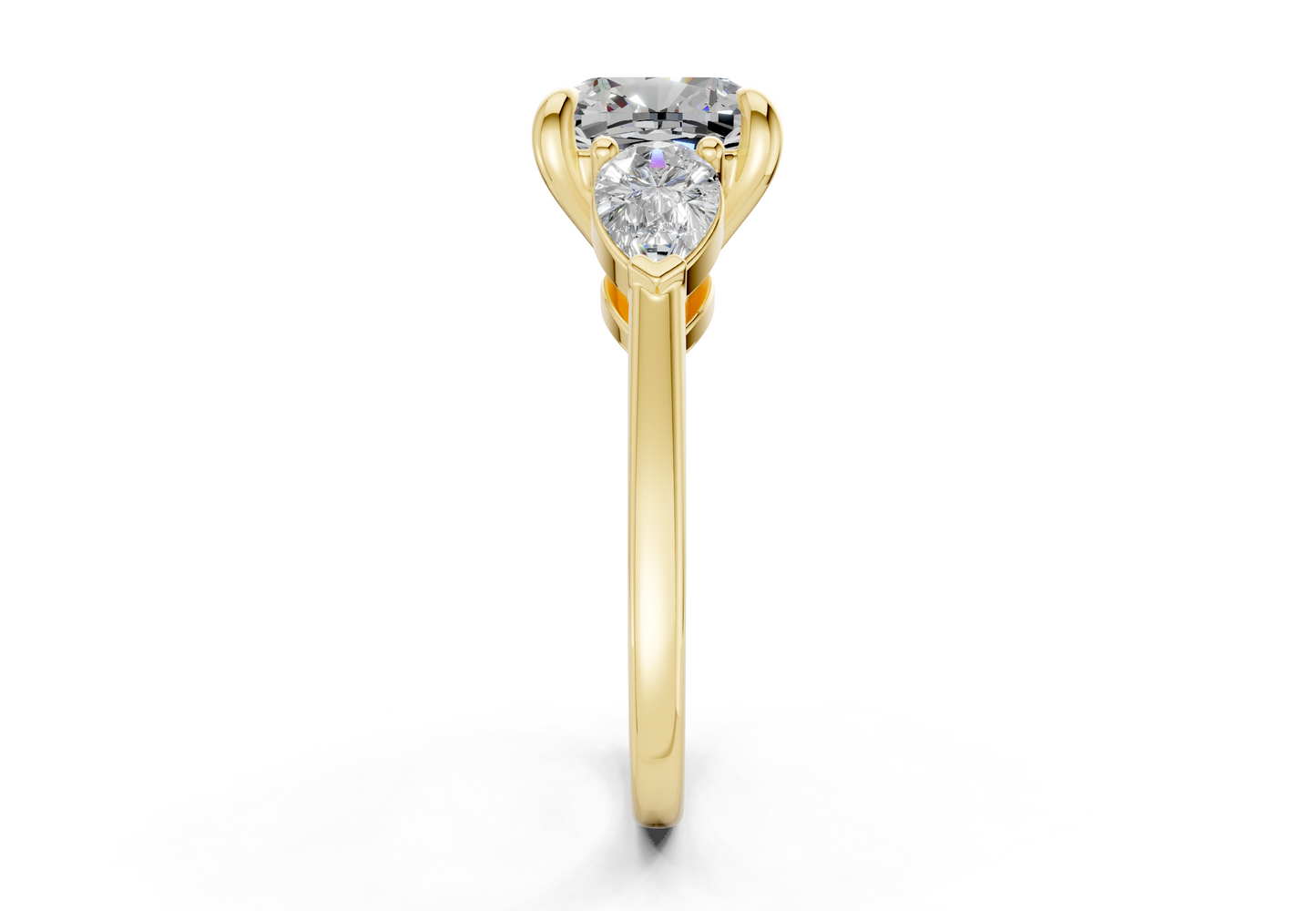 Vine Diamond Three Stone Cushion Square Cut 1.8mm Engagement Ring