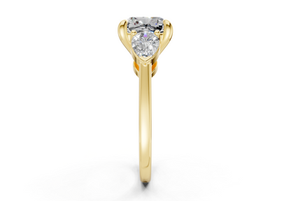 Vine Diamond Three Stone Cushion Square Cut 1.8mm Engagement Ring