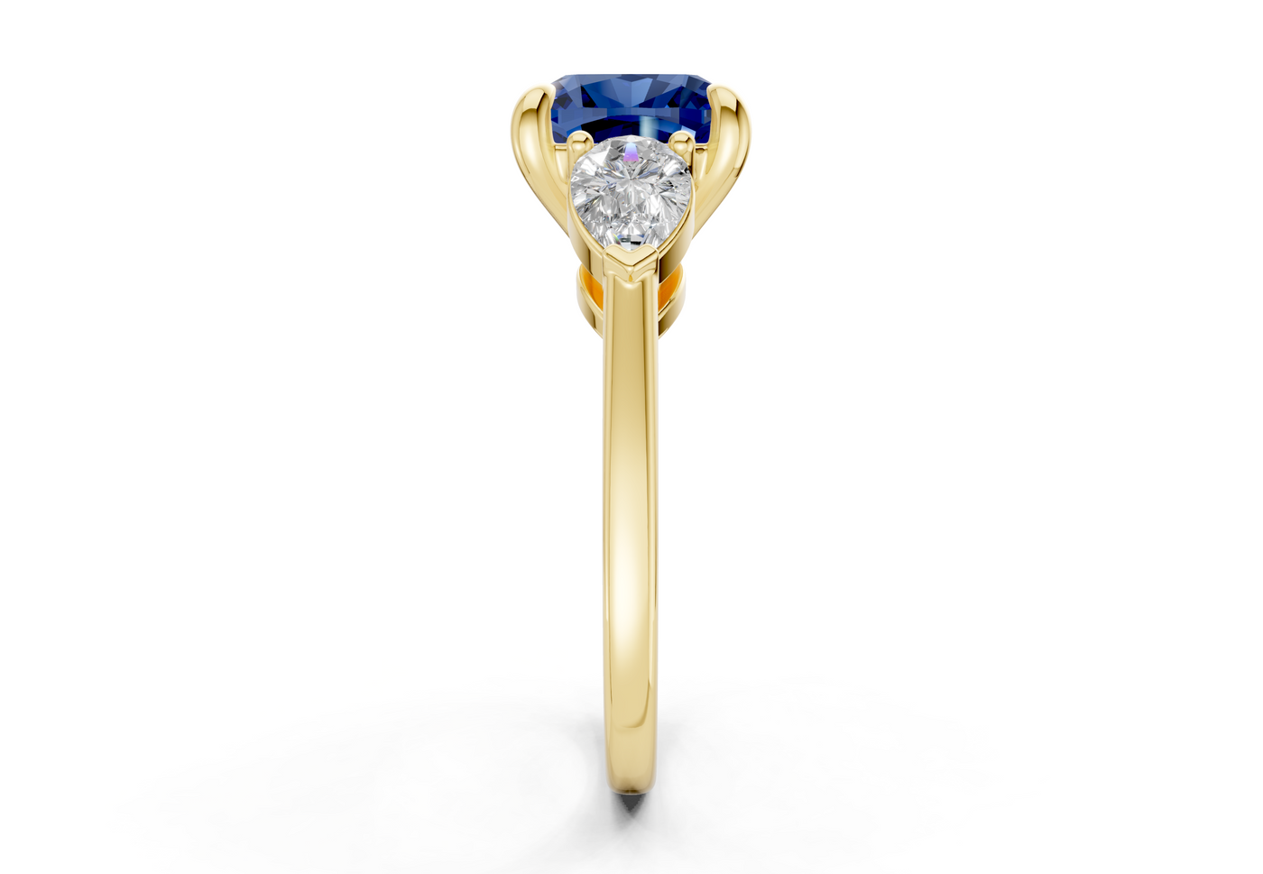 Vine Sapphire Gemstone Three Stone Cushion Square Cut 1.8mm Engagement Ring