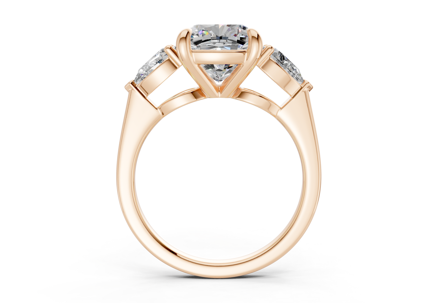 Vine Diamond Three Stone Cushion Square Cut 1.8mm Engagement Ring