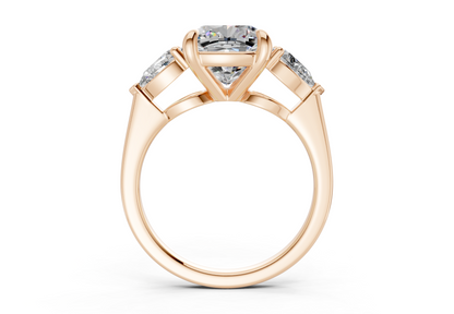 Vine Diamond Three Stone Cushion Square Cut 1.8mm Engagement Ring