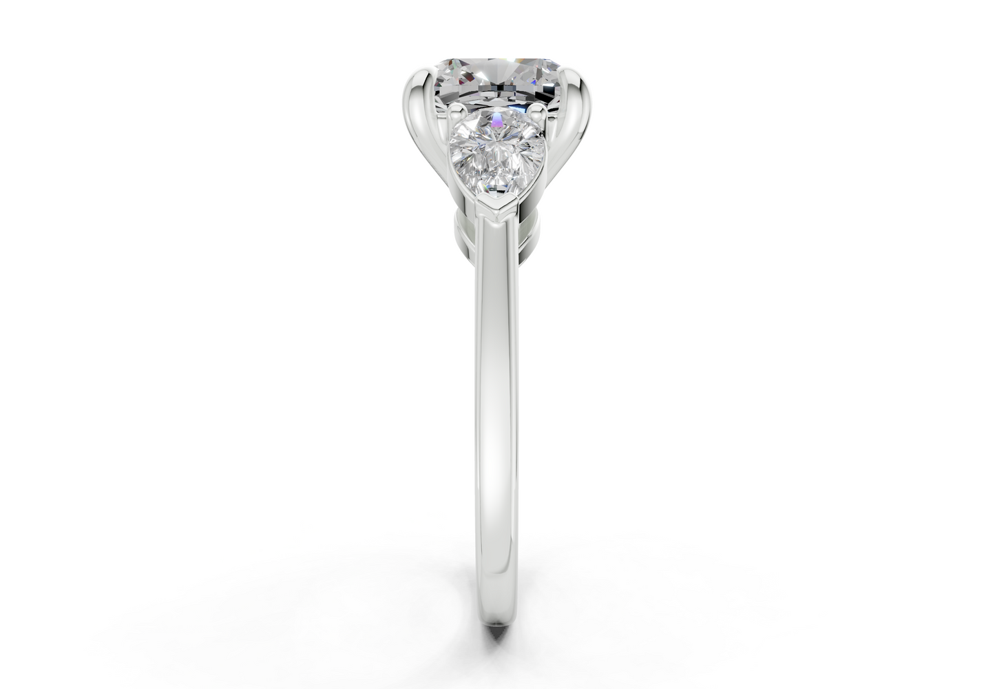 Vine Diamond Three Stone Cushion Square Cut 1.8mm Engagement Ring