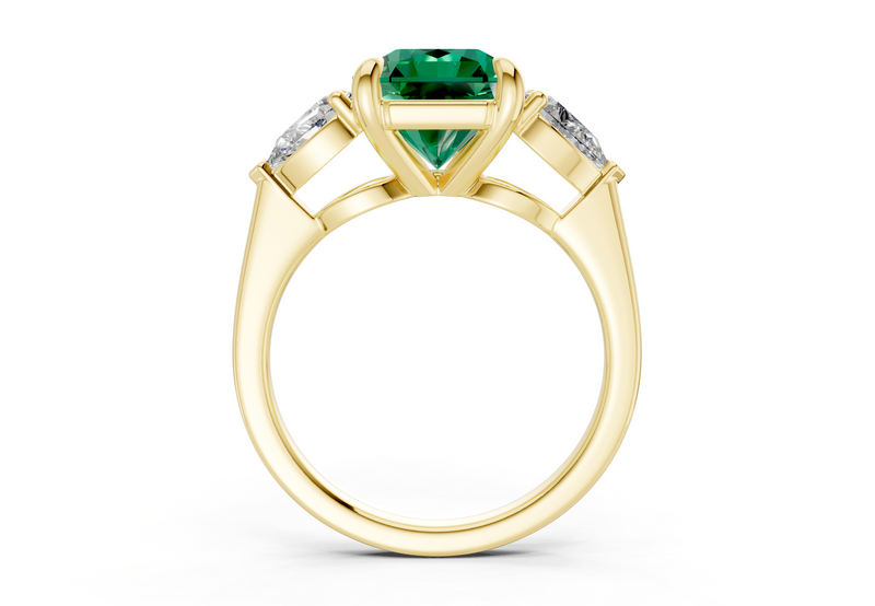 Vine Emerald Gemstone Three Stone Radiant Square Cut 1.8mm Engagement Ring