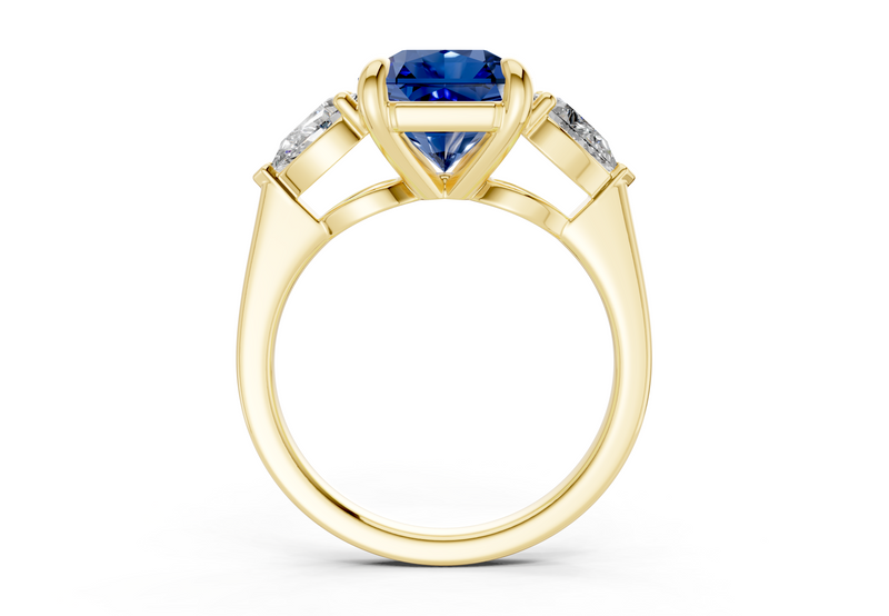 Vine Sapphire Gemstone Three Stone Radiant Square Cut 1.8mm Engagement Ring