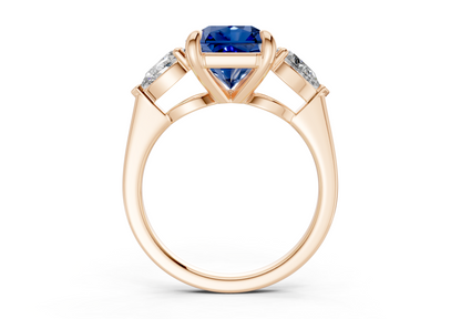 Vine Sapphire Gemstone Three Stone Radiant Square Cut 1.8mm Engagement Ring