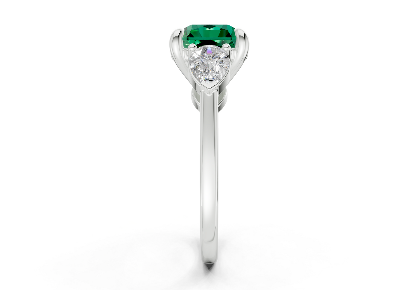 Vine Emerald Gemstone Three Stone Radiant Square Cut 1.8mm Engagement Ring