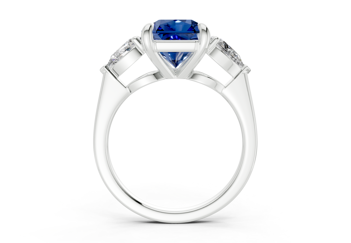 Vine Sapphire Gemstone Three Stone Radiant Square Cut 1.8mm Engagement Ring