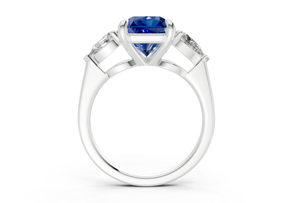 Vine Sapphire Gemstone Three Stone Radiant Square Cut 1.8mm Engagement Ring