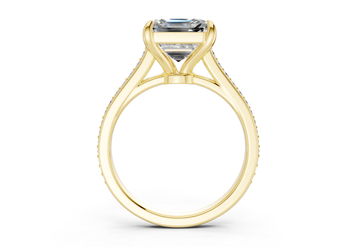 Adeline Diamond Pave Asscher Cut 2mm Engagement Ring