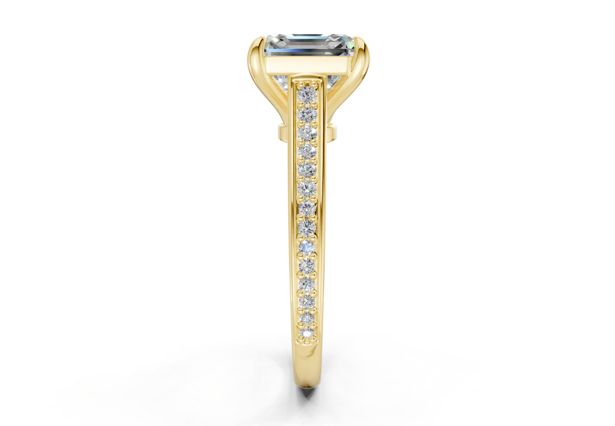 Adeline Diamond Pave Asscher Cut 2mm Engagement Ring