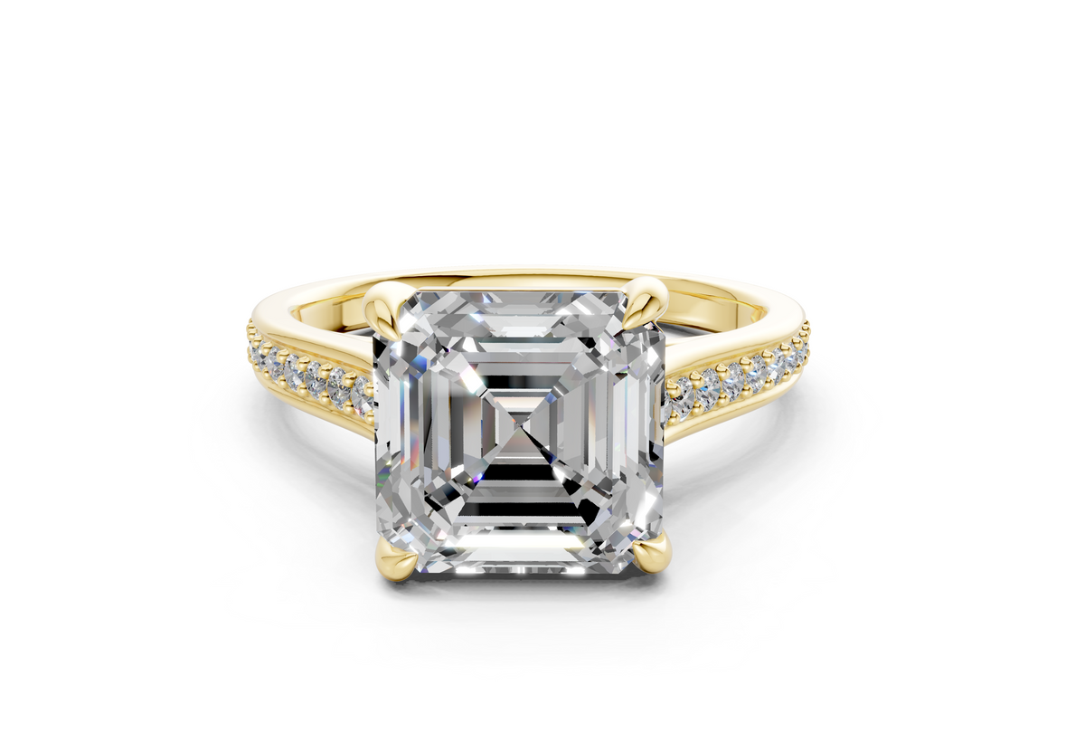 Adeline Diamond Pave Asscher Cut 2mm Engagement Ring