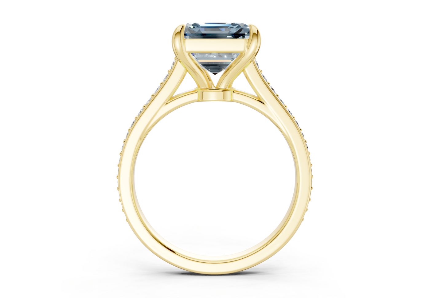 Adeline Blue Diamond Pave Asscher Cut 2mm Engagement Ring