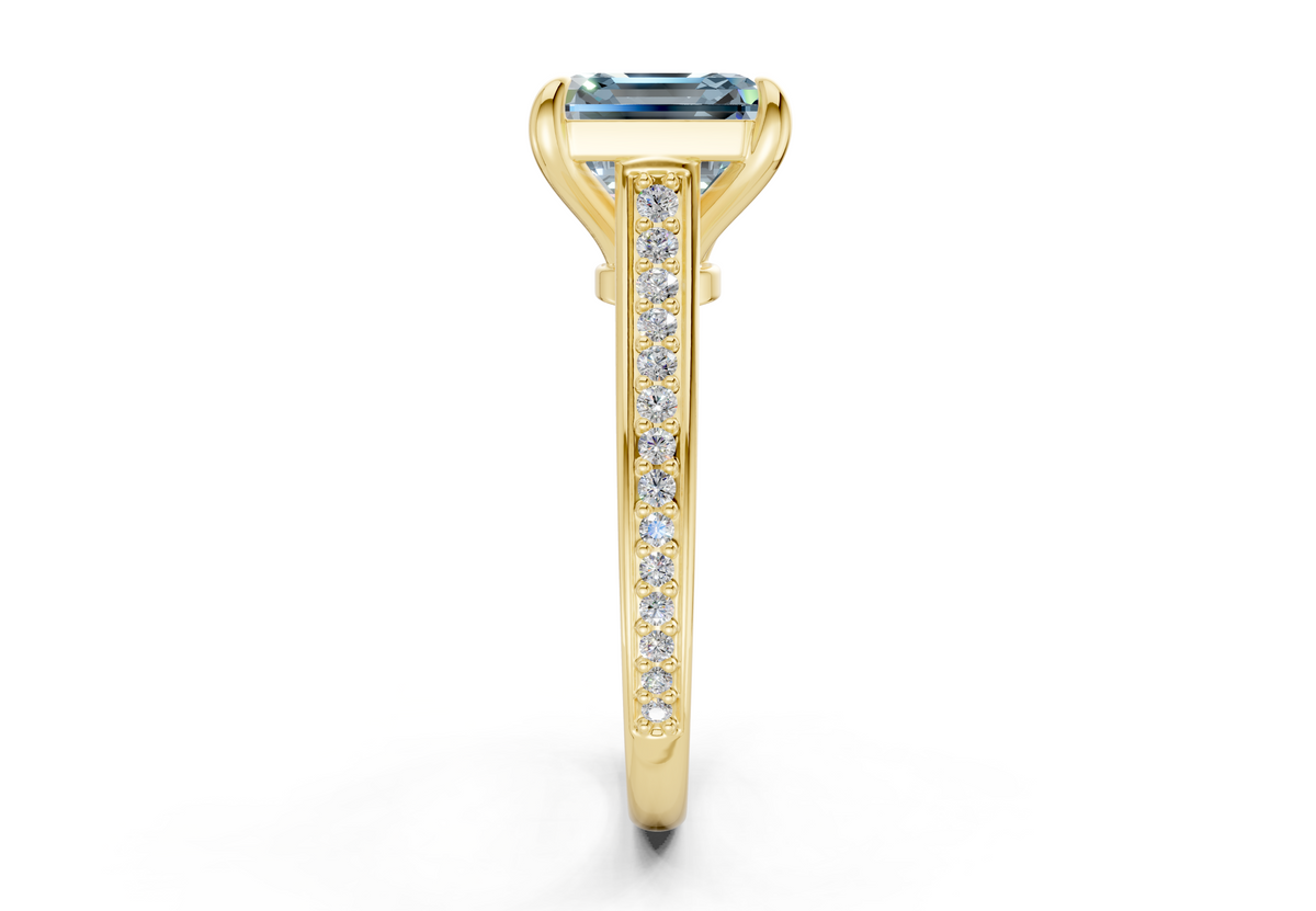 Adeline Blue Diamond Pave Asscher Cut 2mm Engagement Ring