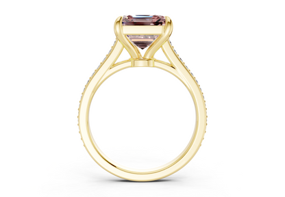 Adeline Pink Diamond Pave Asscher Cut 2mm Engagement Ring