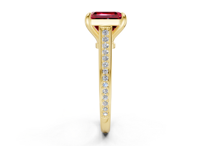 Adeline Ruby Gemstone Pave Asscher Cut 2mm Engagement Ring