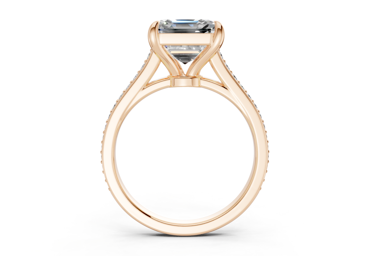 Adeline Diamond Pave Asscher Cut 2mm Engagement Ring