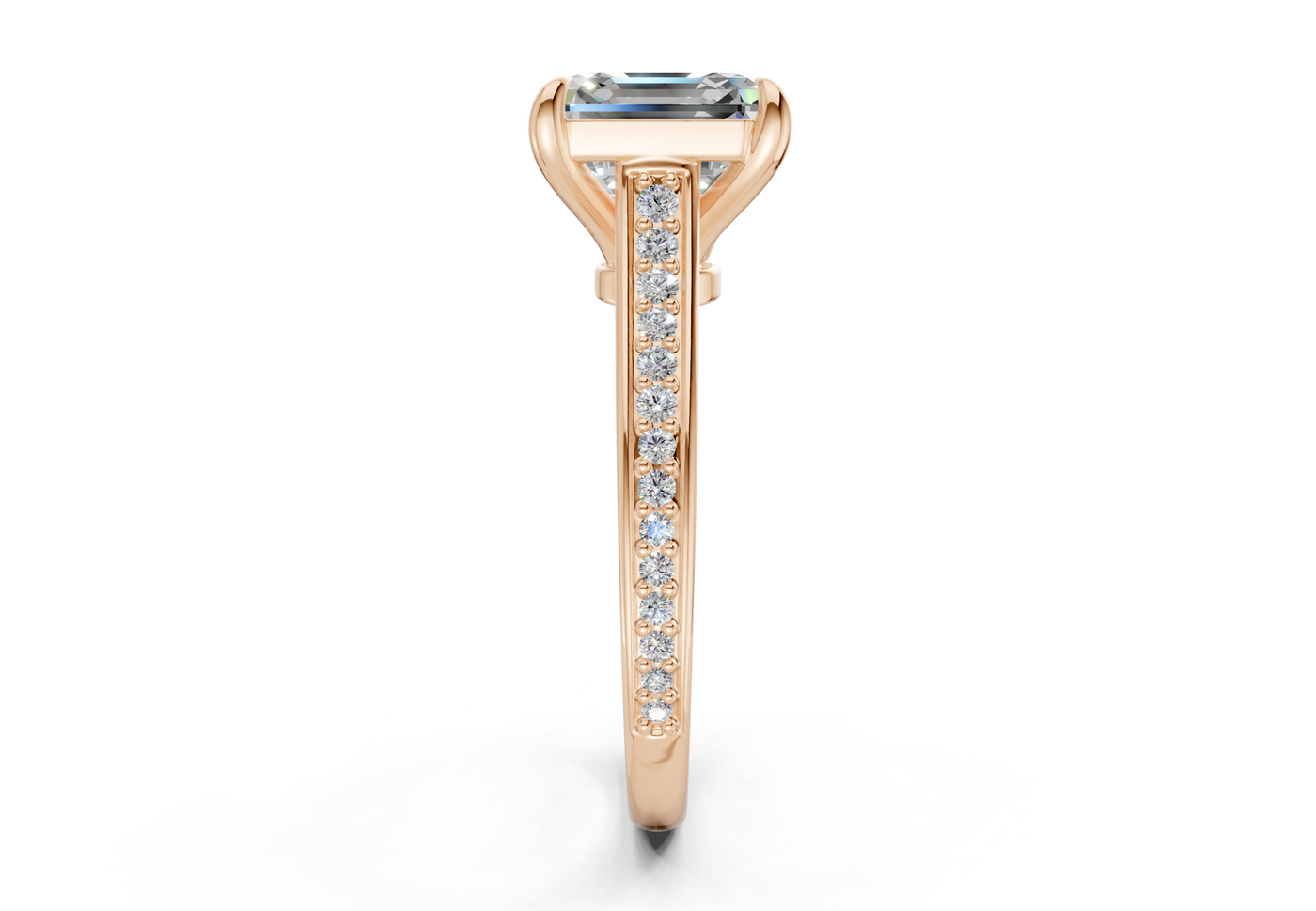 Adeline Diamond Pave Asscher Cut 2mm Engagement Ring