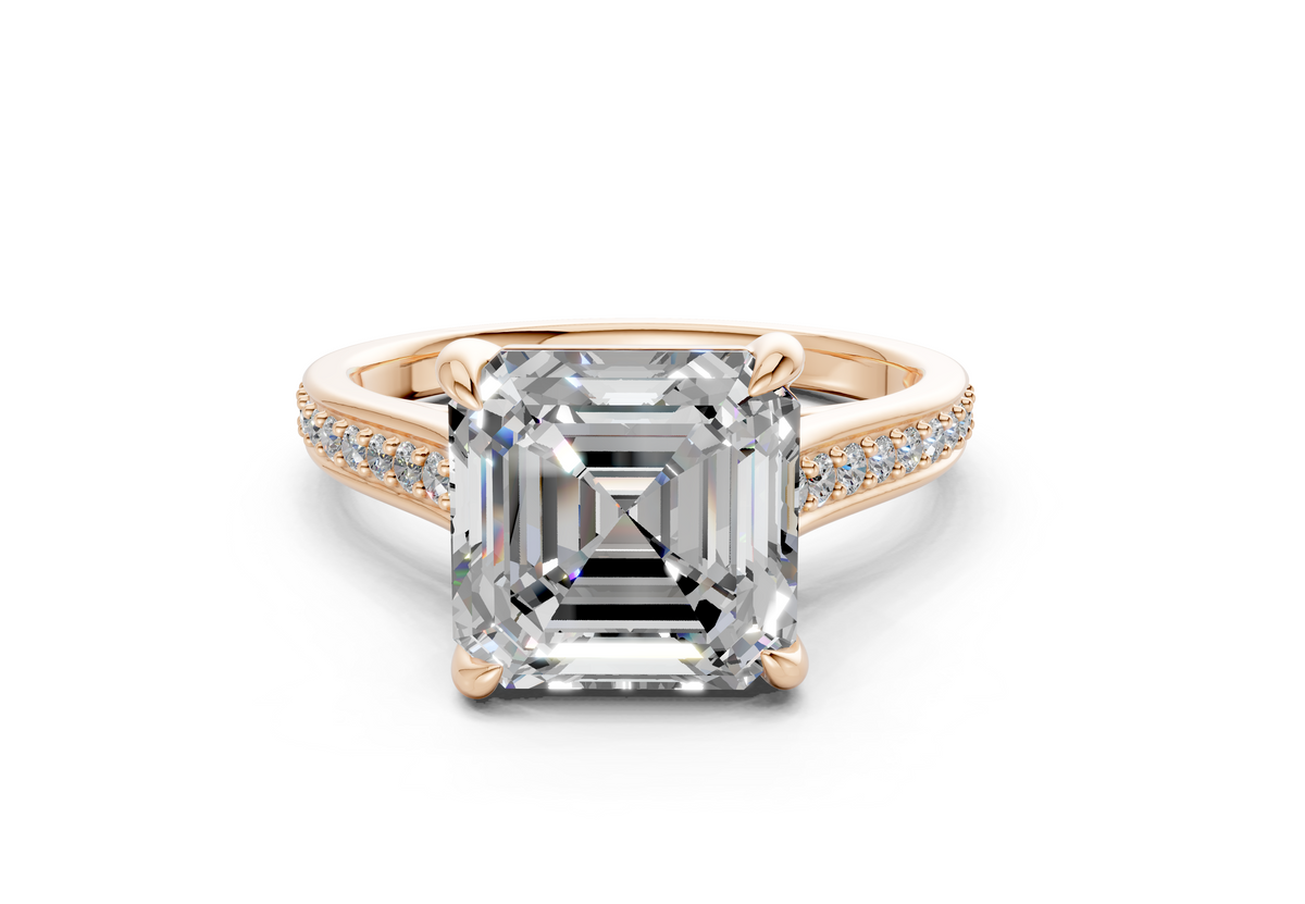 Adeline Diamond Pave Asscher Cut 2mm Engagement Ring