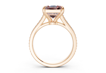 Adeline Pink Diamond Pave Asscher Cut 2mm Engagement Ring