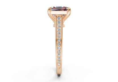Adeline Pink Diamond Pave Asscher Cut 2mm Engagement Ring