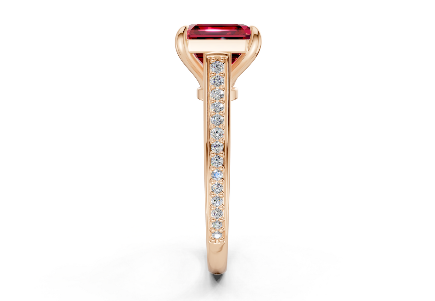 Adeline Ruby Gemstone Pave Asscher Cut 2mm Engagement Ring