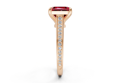 Adeline Ruby Gemstone Pave Asscher Cut 2mm Engagement Ring